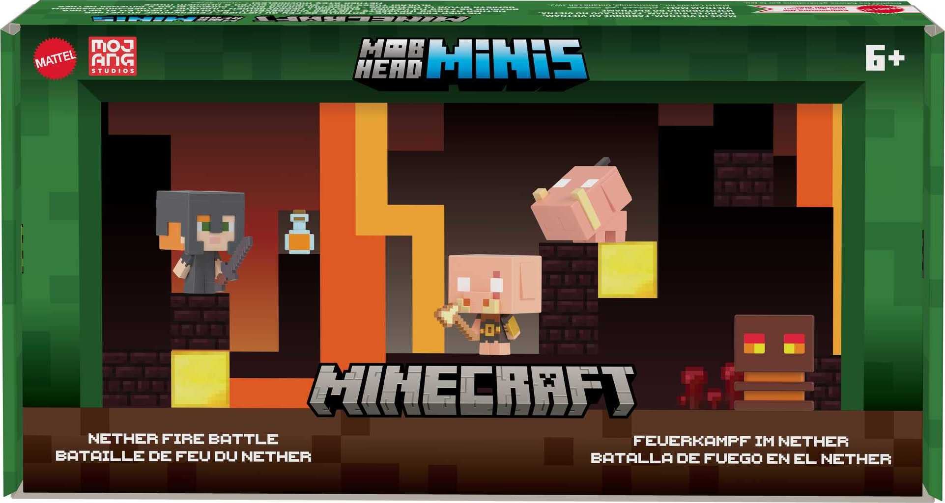 マイクラ Minecraft Mob Head Mini ネザーセット Amazon.com: Mattel Minecraft Mob Head Minis Toys, Nether Fire